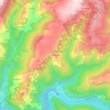 Carte topographique La Beloterie, altitude, relief