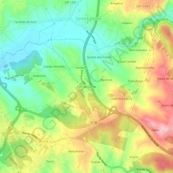 Carte topographique Vale da Garcia, altitude, relief