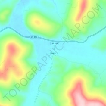 Carte topographique Osage, altitude, relief