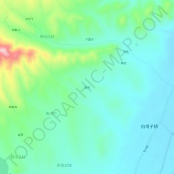 Carte topographique 后沟, altitude, relief