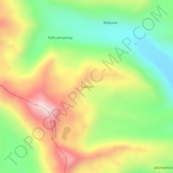Carte topographique Cucho, altitude, relief