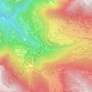 Carte topographique Marangoni, altitude, relief