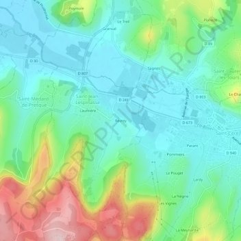 Carte topographique Revrey, altitude, relief