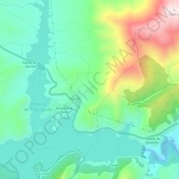 Carte topographique Arroyo de la Parra, altitude, relief