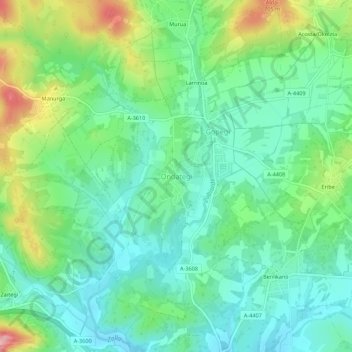 Carte topographique Ondátegui, altitude, relief