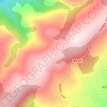 Carte topographique Pena el Caleyo, altitude, relief