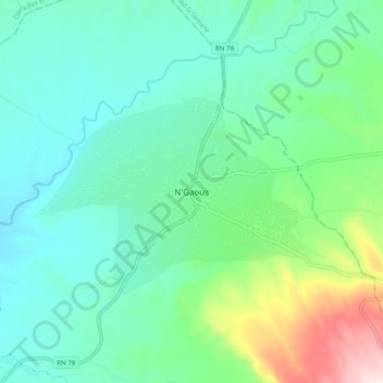 Carte topographique N'Gaous, altitude, relief