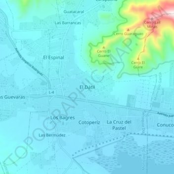 Carte topographique El Dátil, altitude, relief