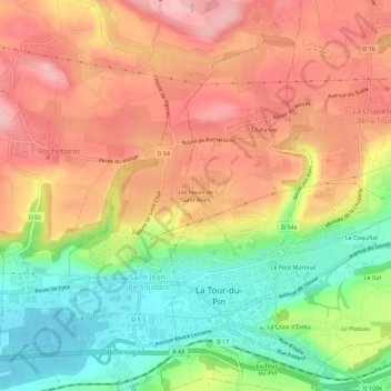 Carte topographique Les Hauts de Saint-Roch, altitude, relief