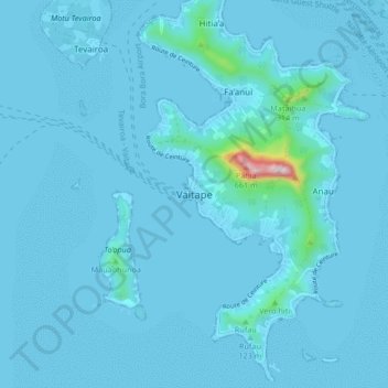 Carte topographique Vaitape, altitude, relief