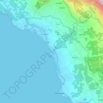 Carte topographique Tučepi, altitude, relief