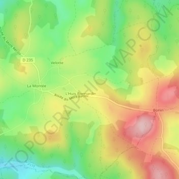 Carte topographique Champ Oudo, altitude, relief