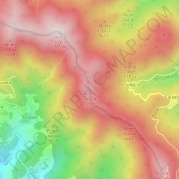 Carte topographique Monte Galera, altitude, relief