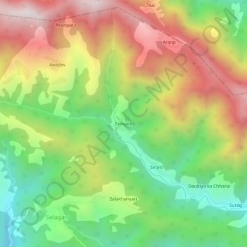 Carte topographique Simgadi, altitude, relief
