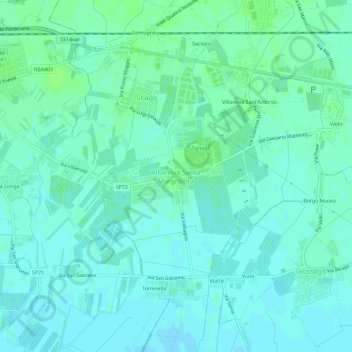 Carte topographique Villanova Santa Margherita, altitude, relief