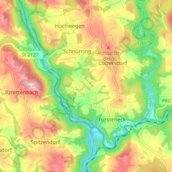 Carte topographique Anzerreut, altitude, relief