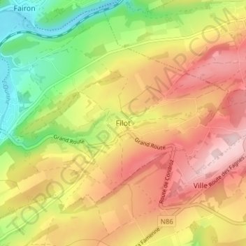 Carte topographique Filot, altitude, relief