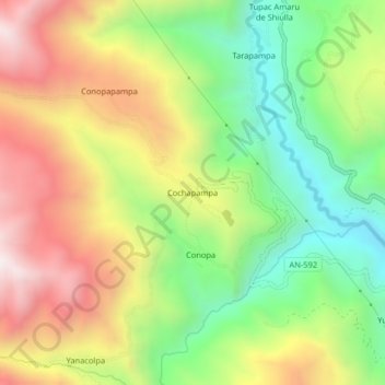 Carte topographique Cochapampa, altitude, relief