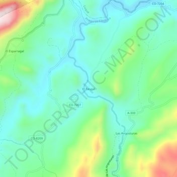 Carte topographique El Tarajal, altitude, relief