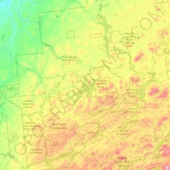 Carte topographique Birch Island, altitude, relief