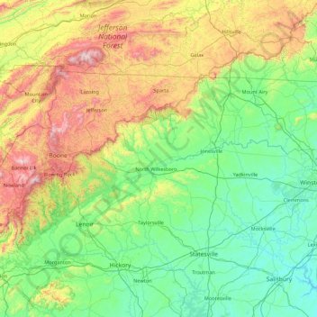 Carte topographique Wilkes, altitude, relief