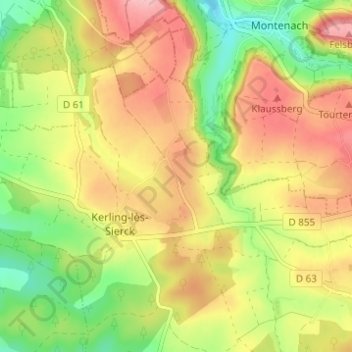 Carte topographique Freching, altitude, relief
