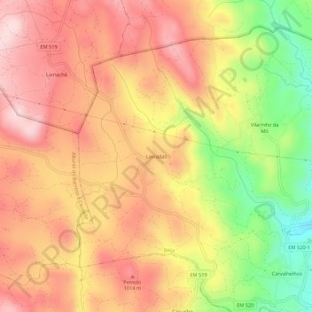 Carte topographique Lavradas, altitude, relief