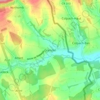 Carte topographique Grendel, altitude, relief