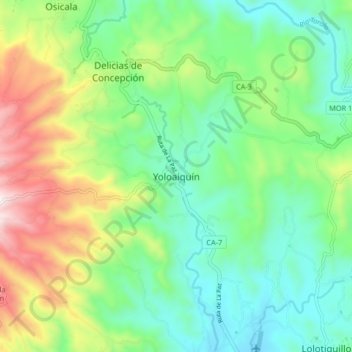 Carte topographique Yoloaiquín, altitude, relief