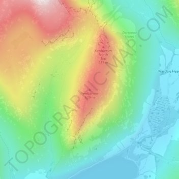 Carte topographique Yewbarrow, altitude, relief
