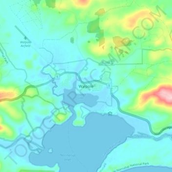Carte topographique Walpole, altitude, relief