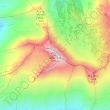 Carte topographique Lone Peak, altitude, relief