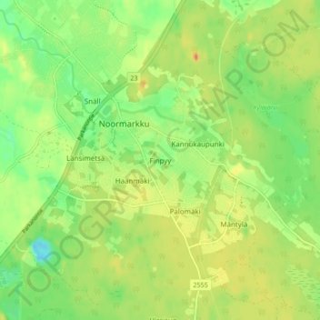 Carte topographique Finpyy, altitude, relief
