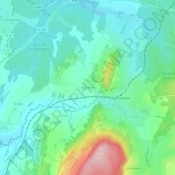 Carte topographique Sous Mont, altitude, relief
