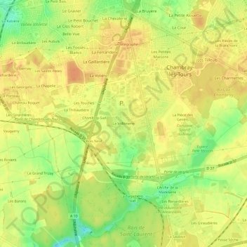 Carte topographique La Vrillonerie, altitude, relief