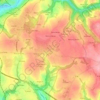 Carte topographique Le Bourg, altitude, relief