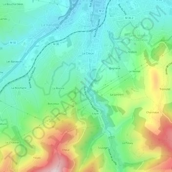 Carte topographique Moulin Combat, altitude, relief