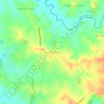 Carte topographique Coral na Bato, altitude, relief