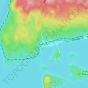Carte topographique Rossport, altitude, relief
