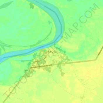 Carte topographique Villa Oliva, altitude, relief