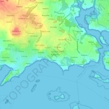 Carte topographique Bourgerel, altitude, relief