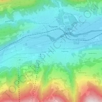 Carte topographique Ennsling, altitude, relief