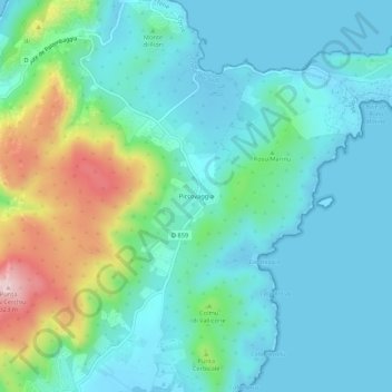 Carte topographique Piccovaggia, altitude, relief