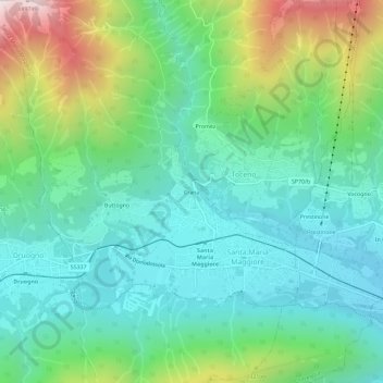 Carte topographique Crana, altitude, relief
