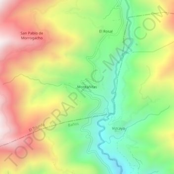 Carte topographique Montañitas, altitude, relief