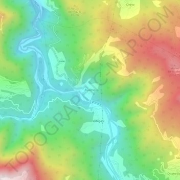 Carte topographique Traschio, altitude, relief