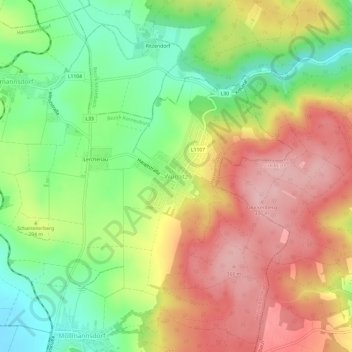 Carte topographique Würnitz, altitude, relief
