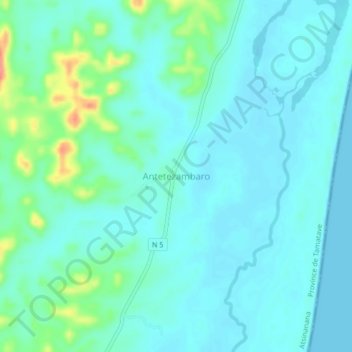 Carte topographique Antetezambaro, altitude, relief