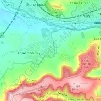 Carte topographique Kings Stanley, altitude, relief
