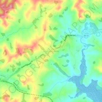 Carte topographique Maungaturoto, altitude, relief